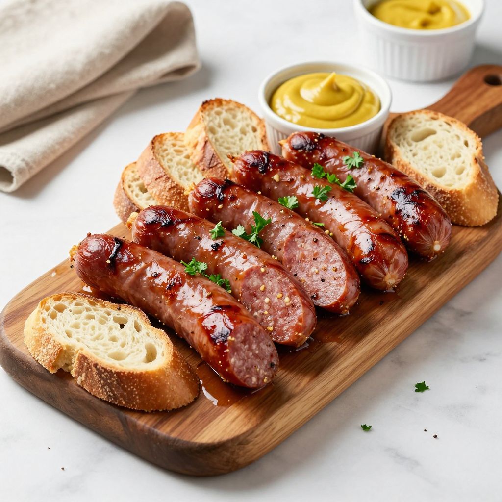 Slices of homemade andouille sausage