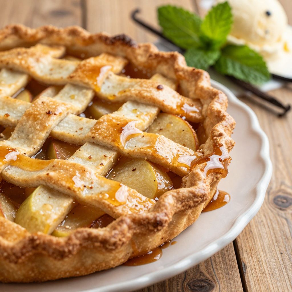 Apple pie filling simmering in a saucepan