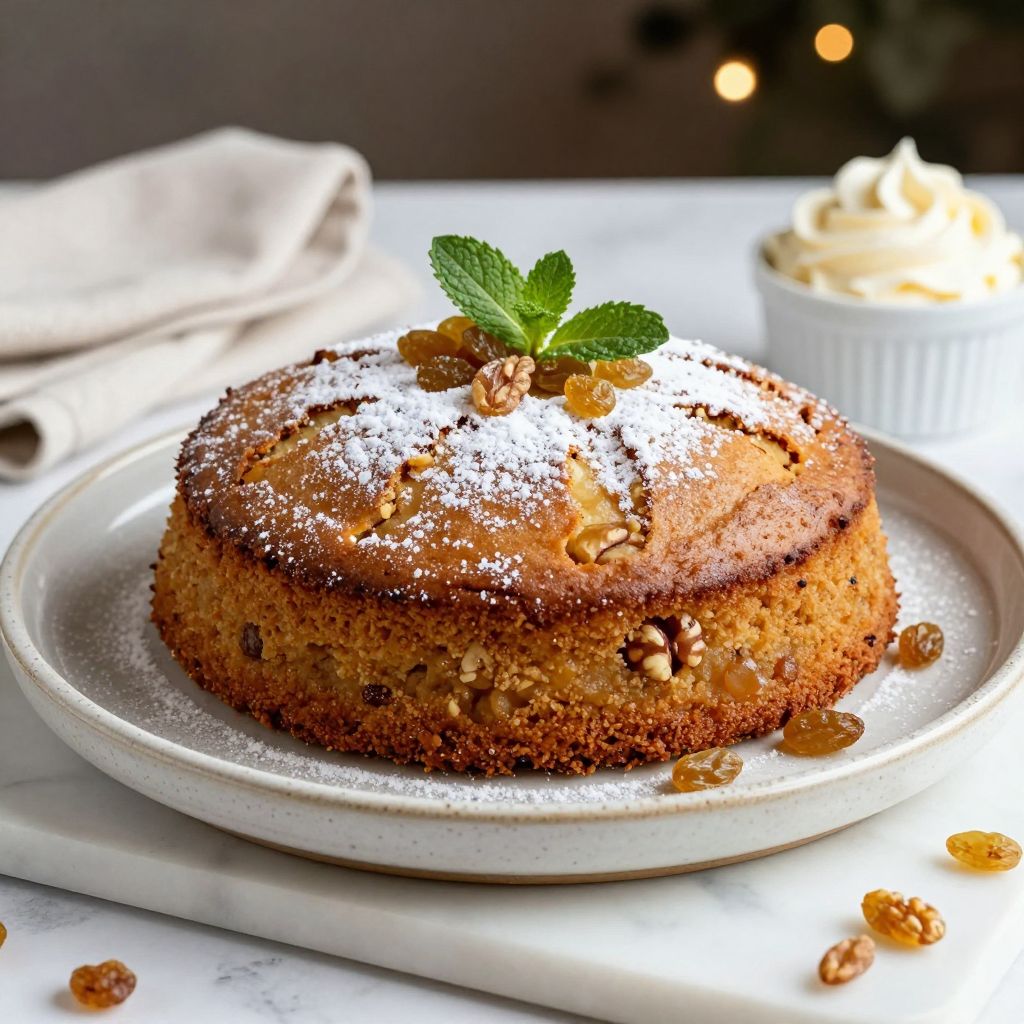 Slice of applesauce cake served