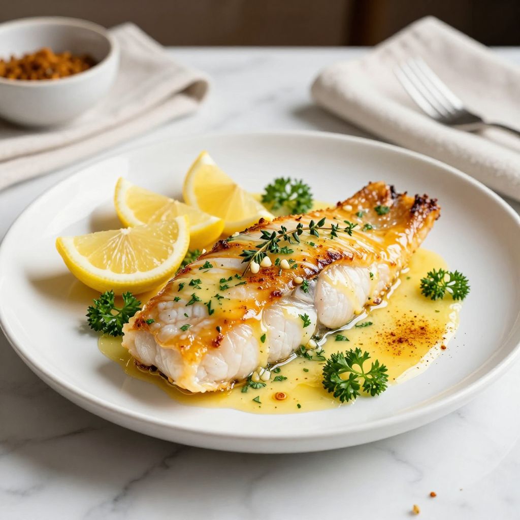 Plated baked haddock