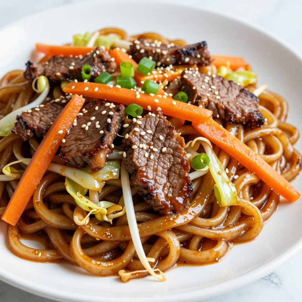 Beef lo mein stir fry process