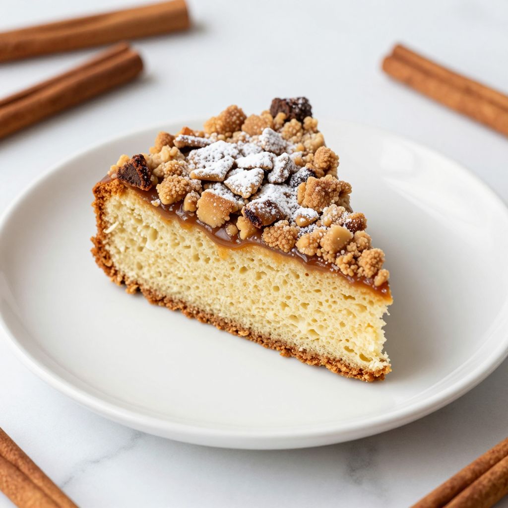 Bisquick coffee cake cooling on rack