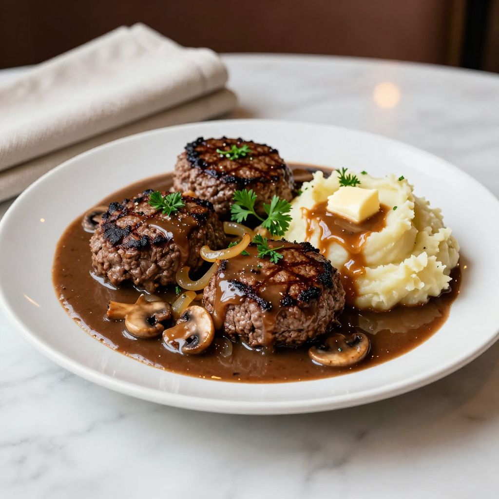 Bobby Flay Salisbury Steak Finished Dish