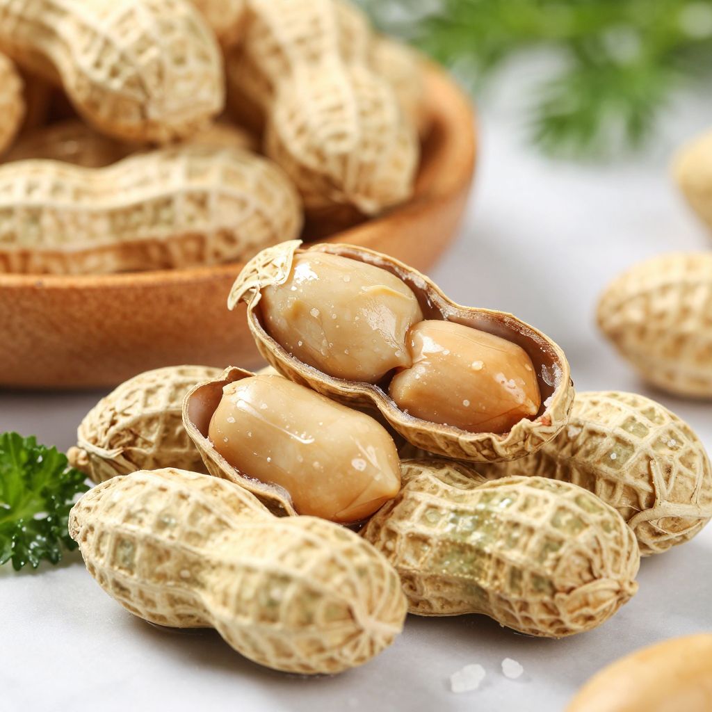 Boiled peanuts in pot