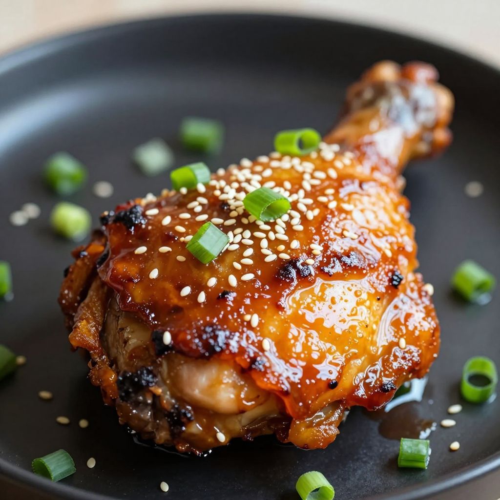 Bourbon chicken cooking in skillet