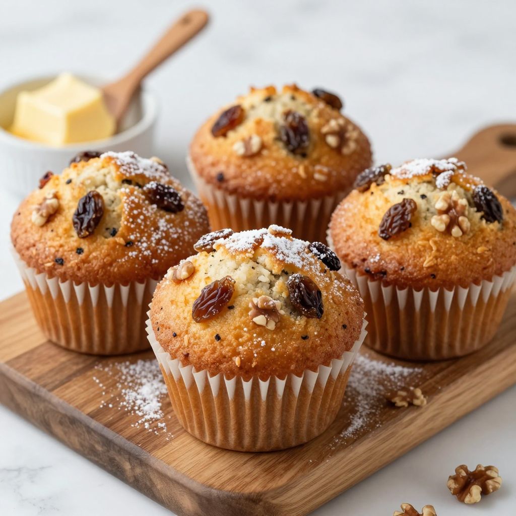 Bran muffin batter and step-by-step process