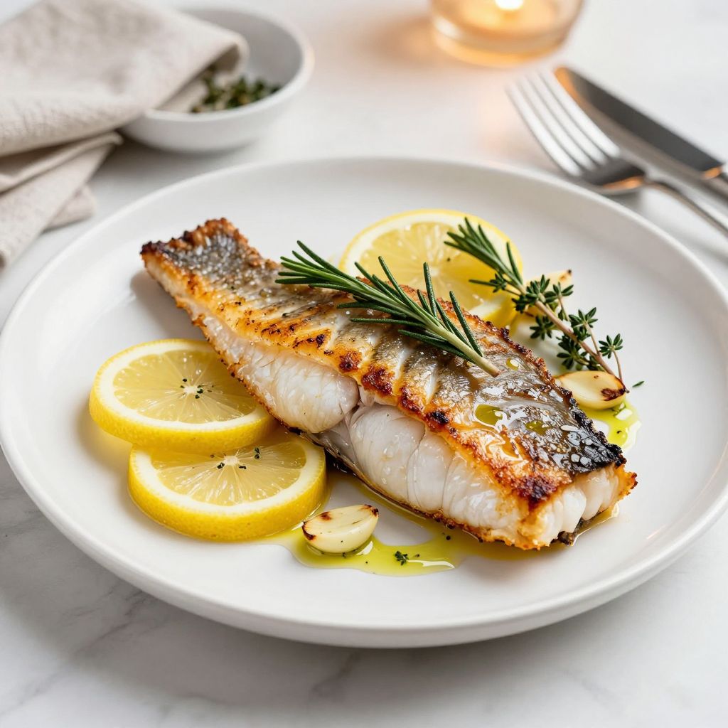 Finished Pan-Seared Branzino Fillet