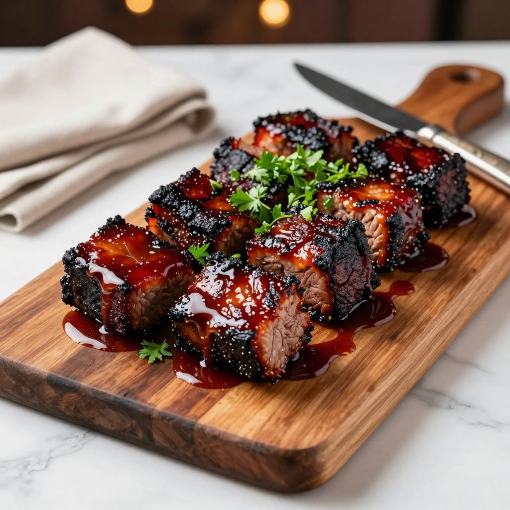 Plate of burnt ends with sauce
