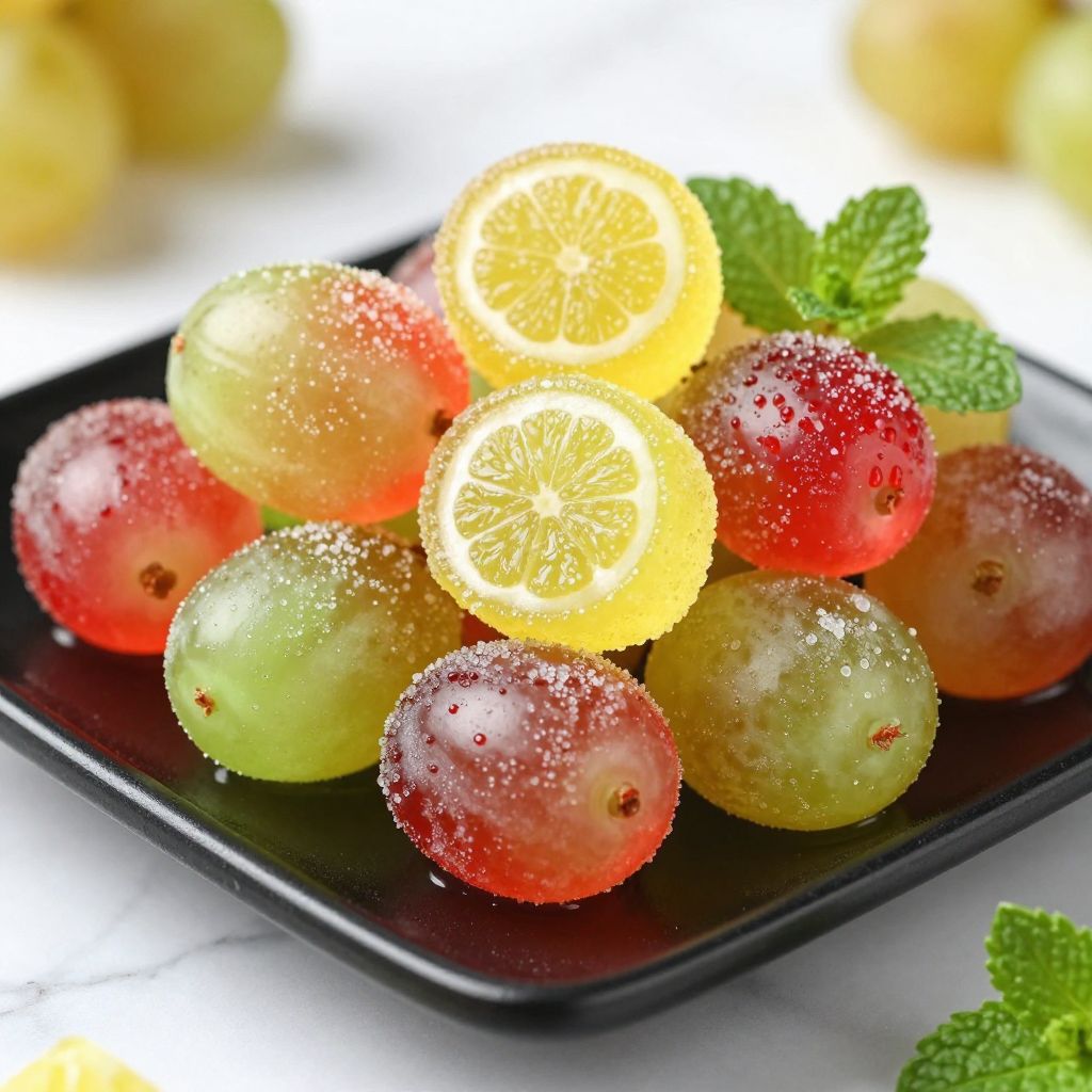 Candy grapes coated in gelatin
