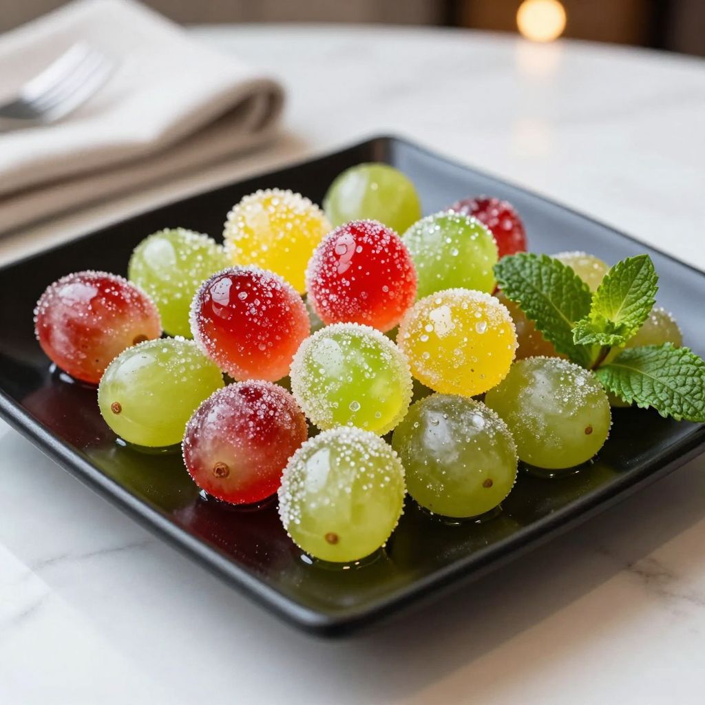 Bowl of finished candy grapes ready to serve