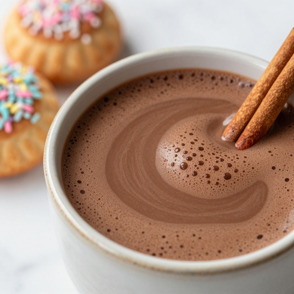 Stirring champurrado in pot