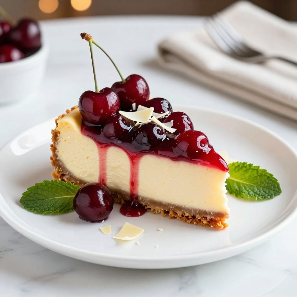 Cherry cheesecake with cherry topping