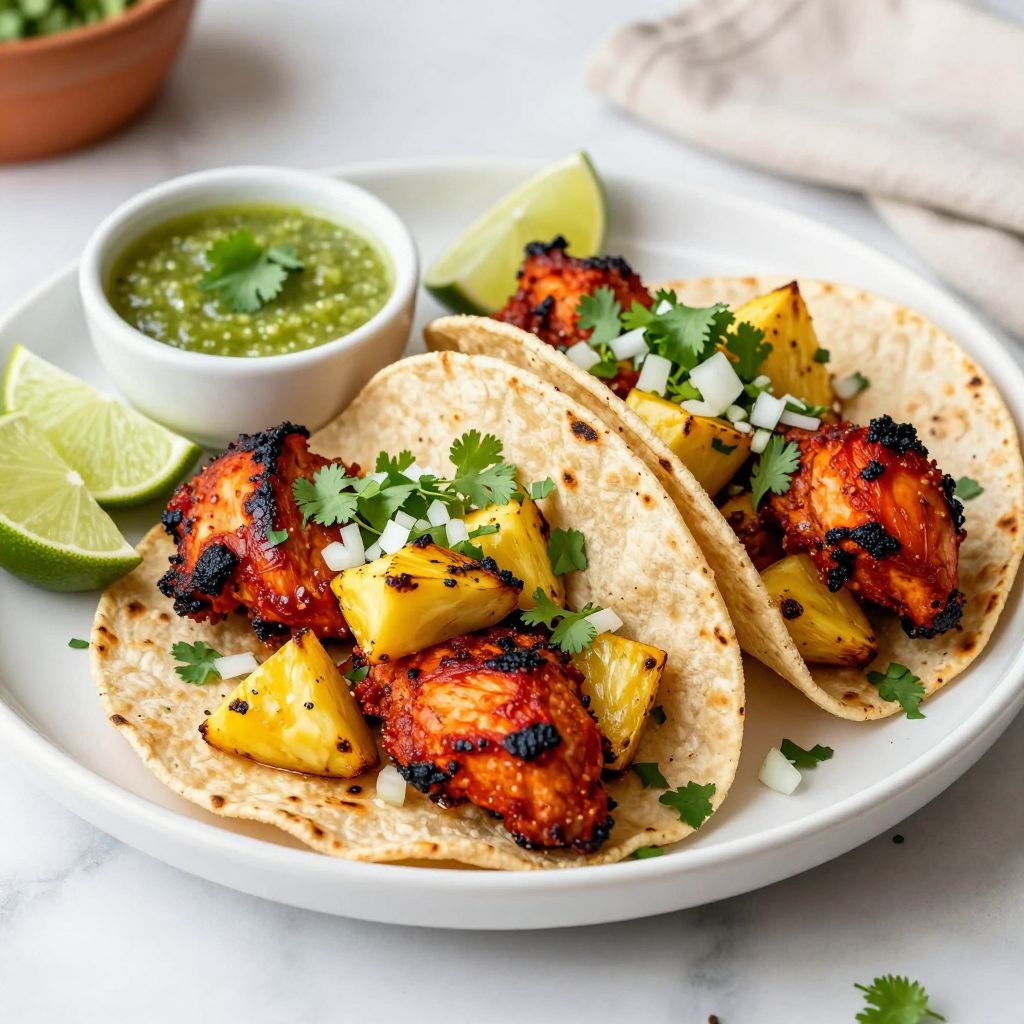 Chicken al pastor served with pineapple