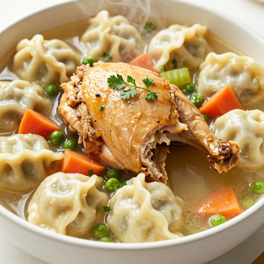 Bowl of finished Chicken and Dumplings