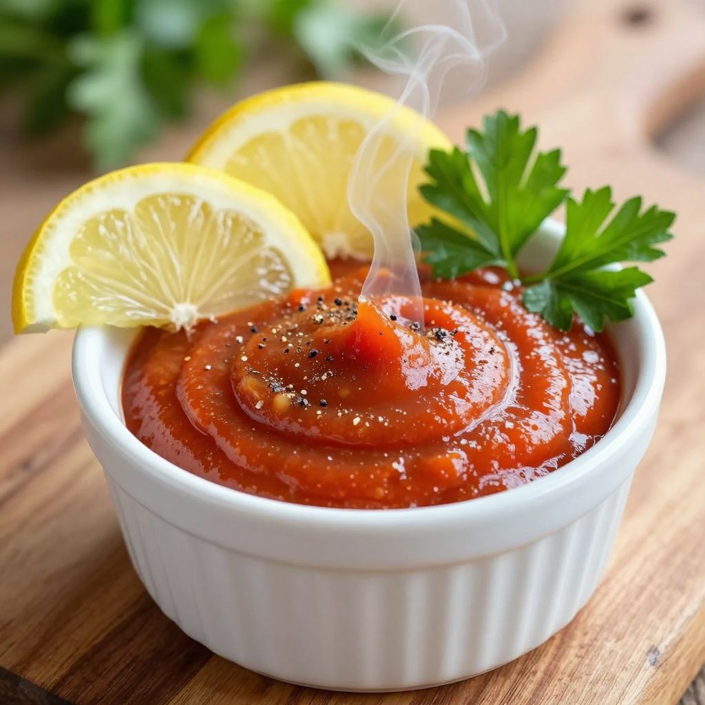 Homemade cocktail sauce in a bowl