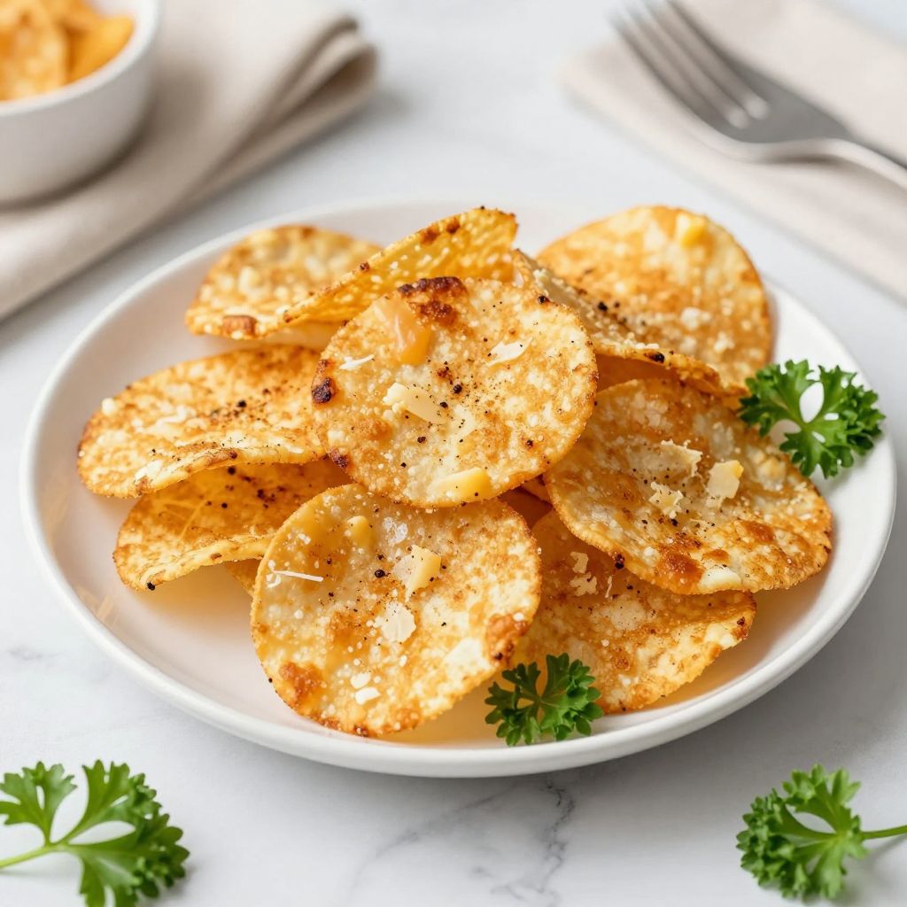 Cottage cheese chips served and ready to eat