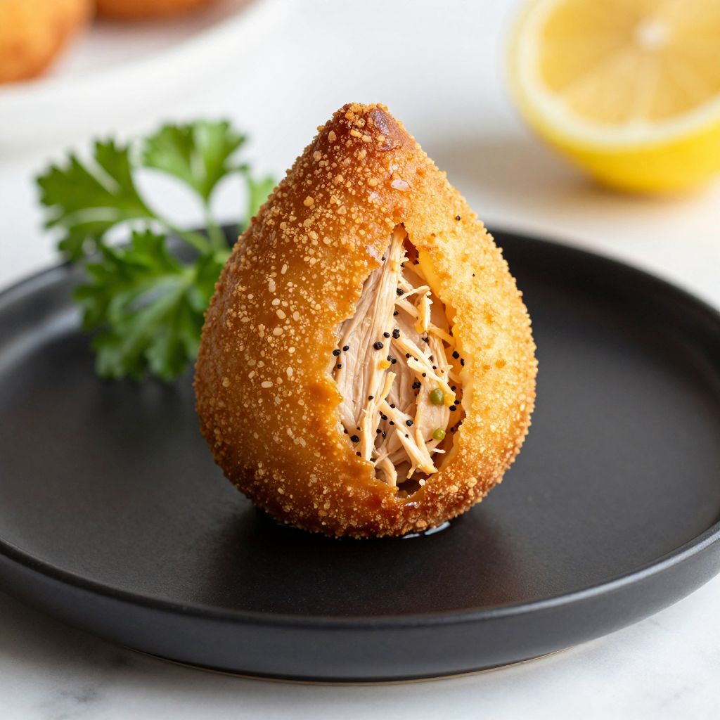 Fried coxinhas in a pan