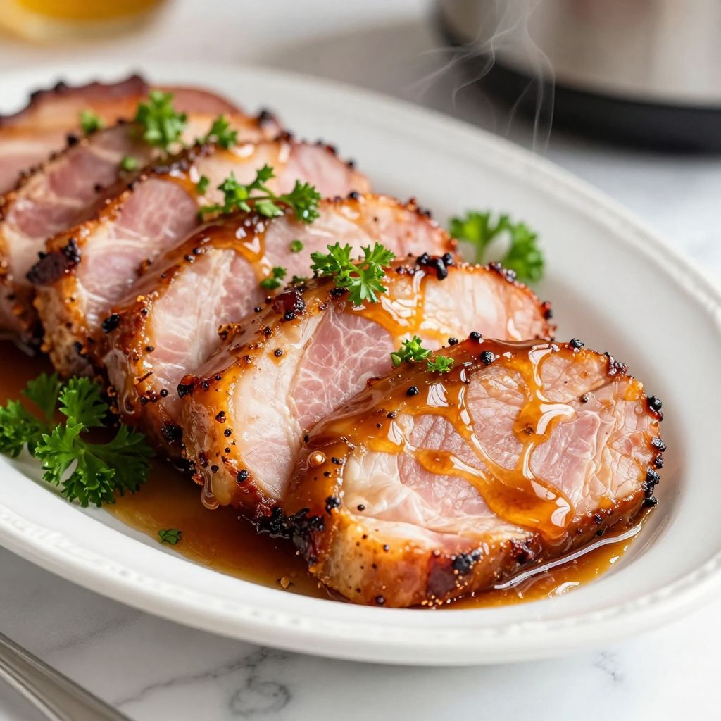 Slow cooker ham with brown sugar glaze
