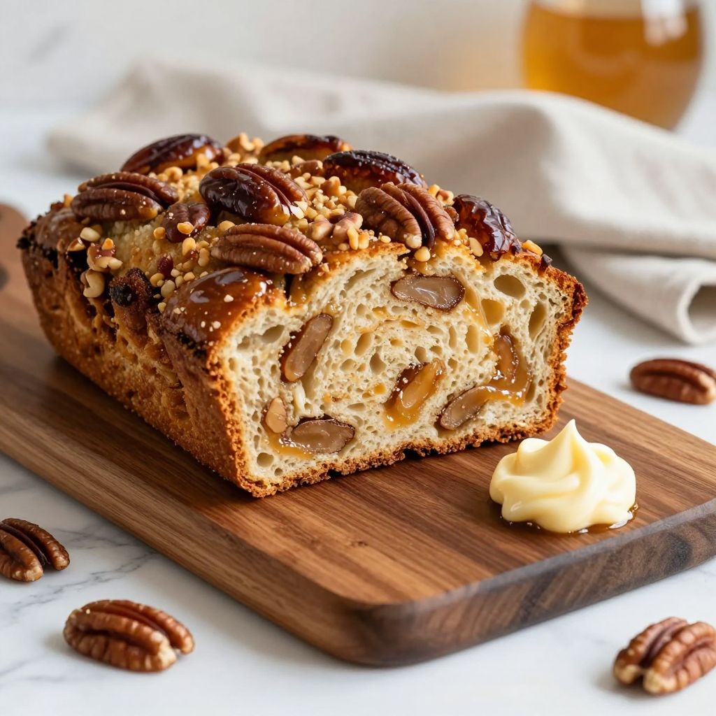 Freshly baked date nut bread loaf