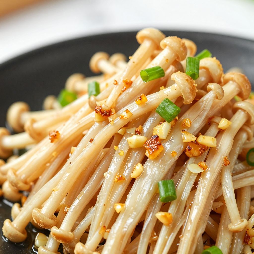Crispy Garlic Enoki Mushrooms
