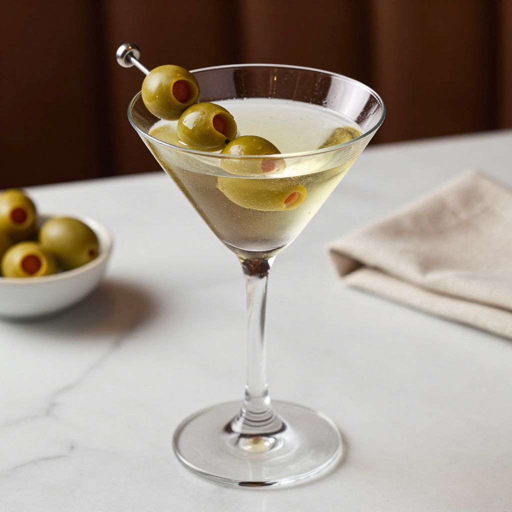 Extra dirty martini served in chilled glass