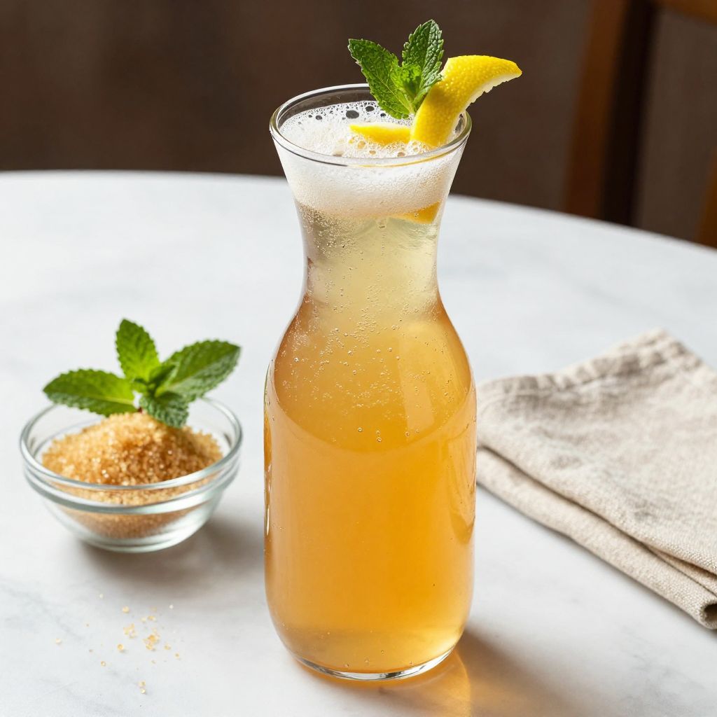 Pouring homemade ginger beer made with ginger bug
