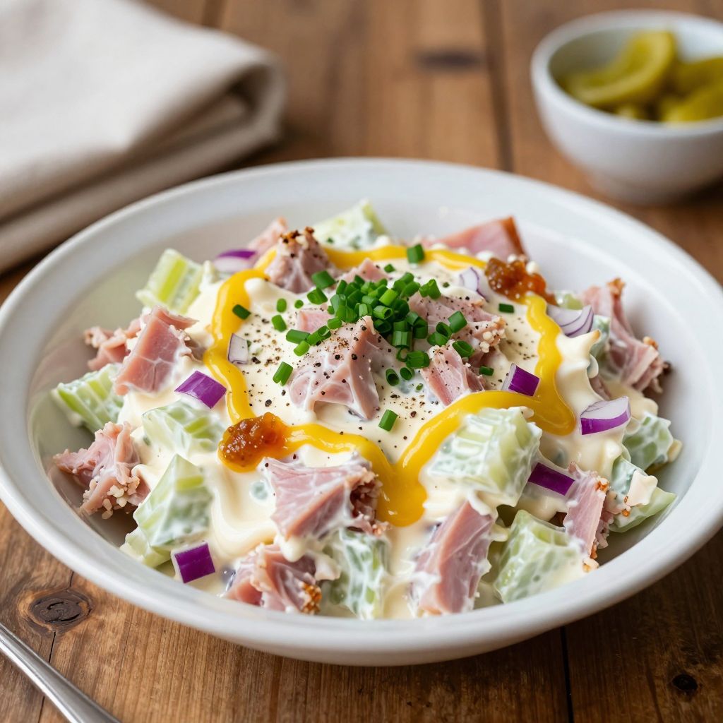 Ham salad served on bread