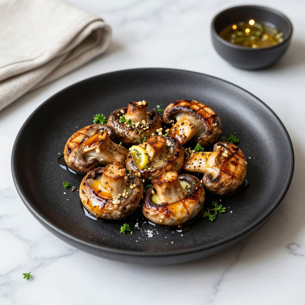 Finished pan-seared king oyster mushrooms