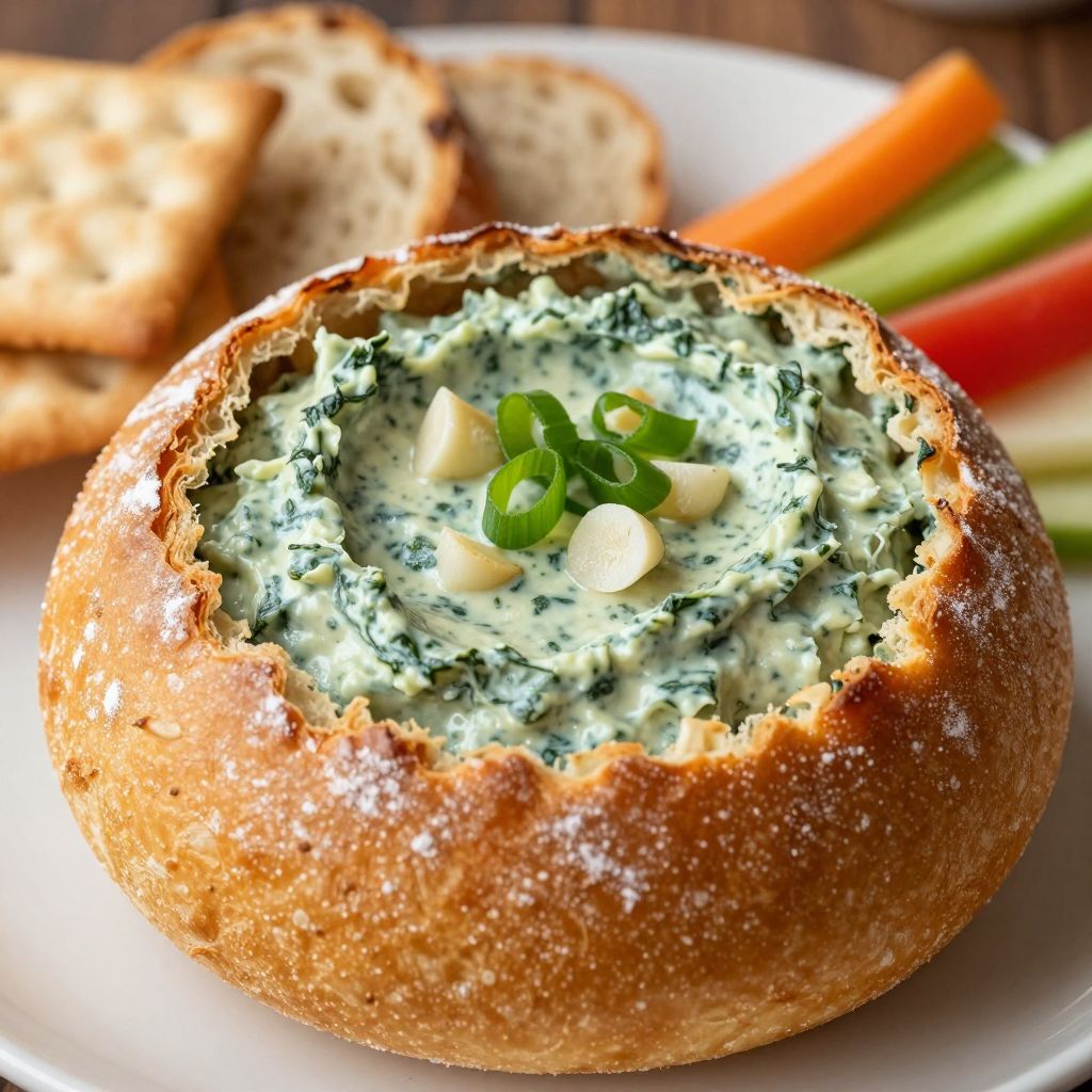 Knorr spinach dip served in bread bowl