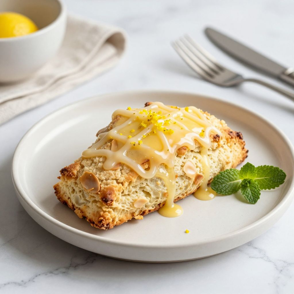 Lemon glaze drizzled over baked goods
