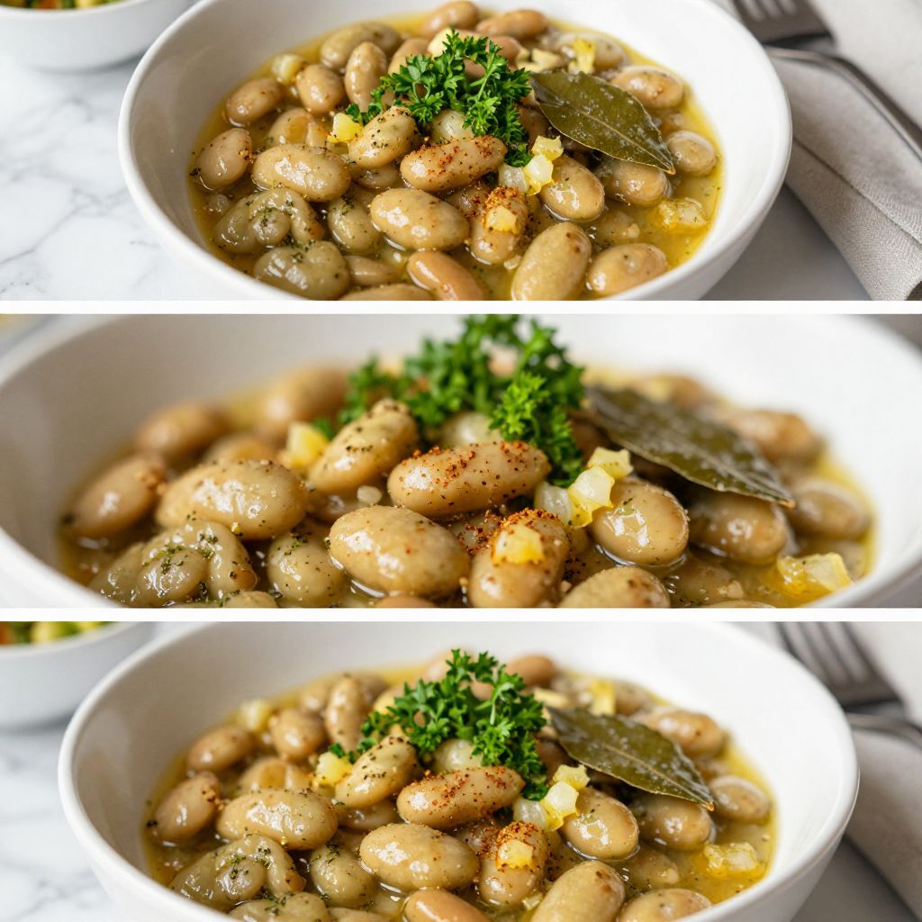Bowl of creamy garlic herb lima beans ready to serve
