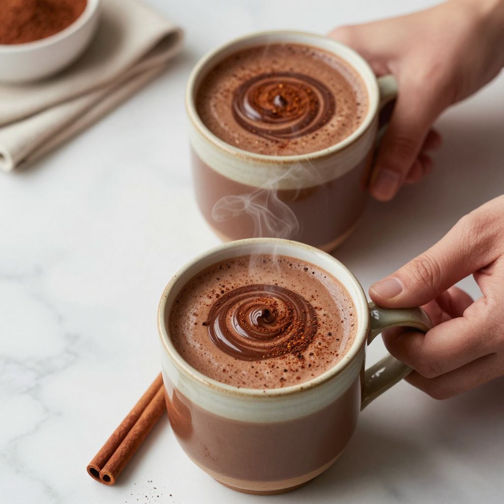 Mexican hot chocolate topped with cinnamon
