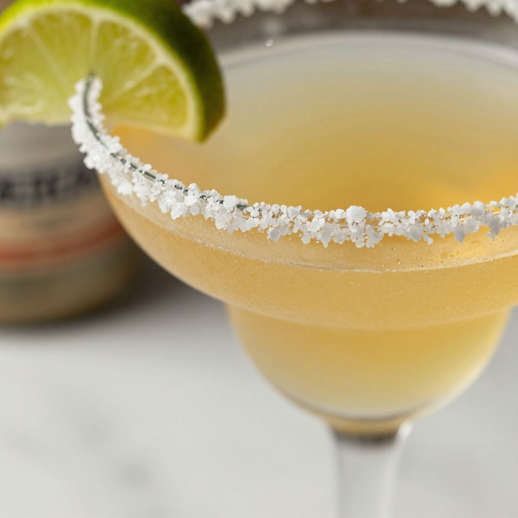 Mezcal margarita in a salt-rimmed glass