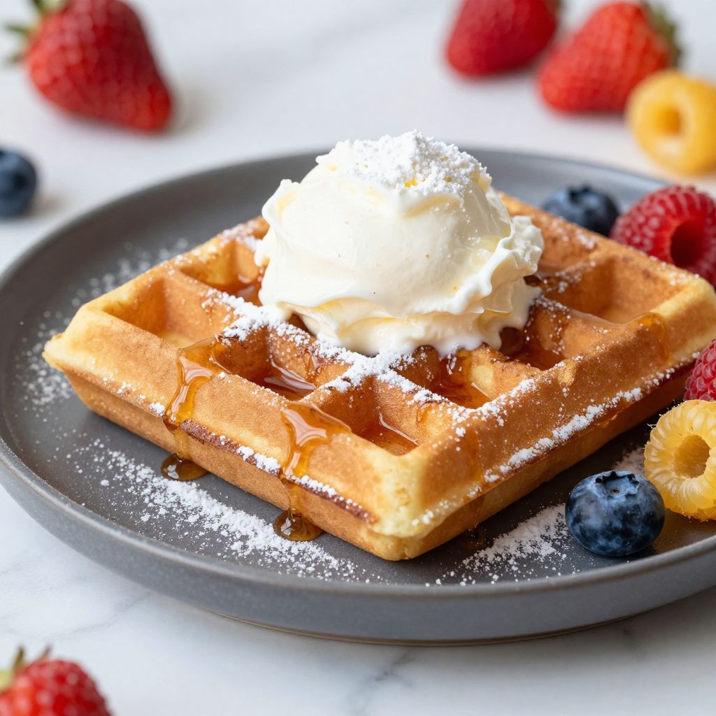 Mochi waffle cooking step