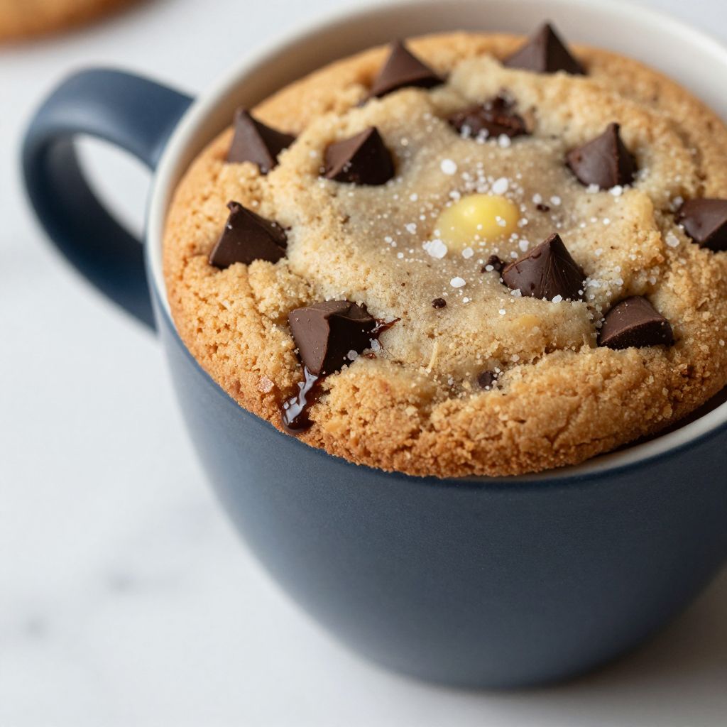 Mug cookie resting after microwave
