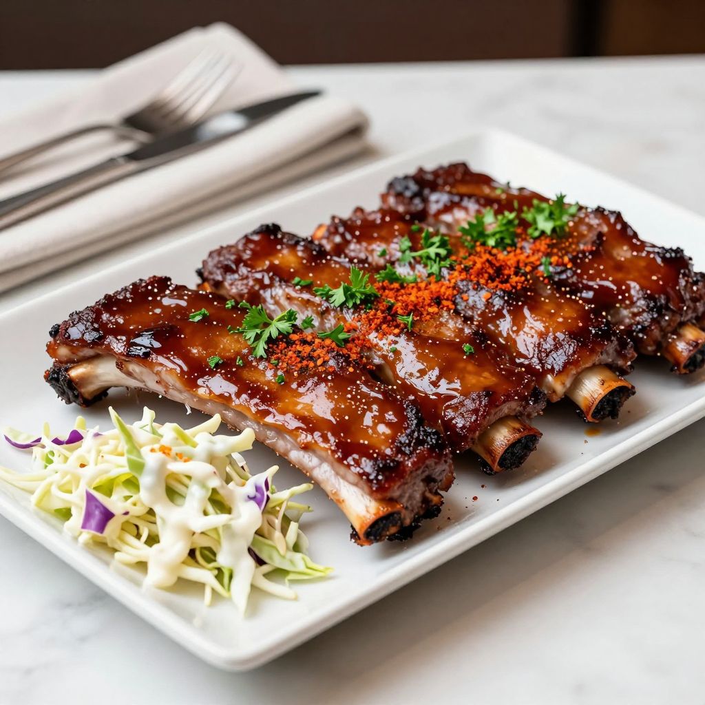 Finished party ribs served
