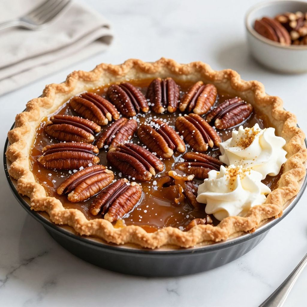 Slice of pecan pie on plate