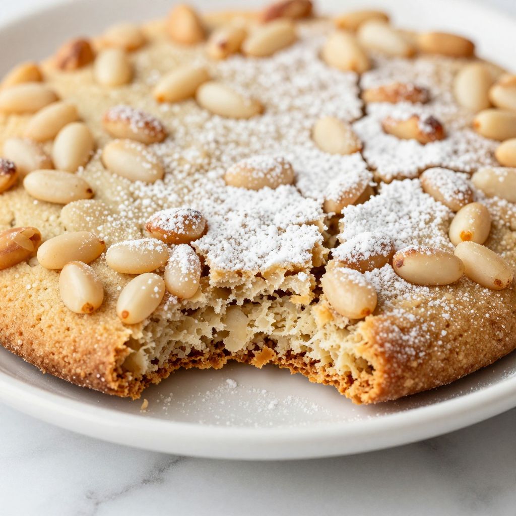 pignoli cookie dough on baking sheet