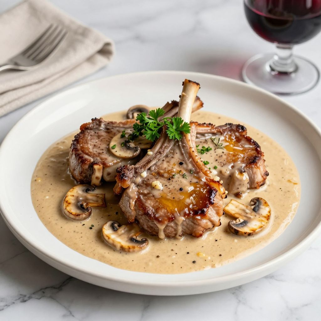 Pork Chop Supreme with creamy mushroom sauce
