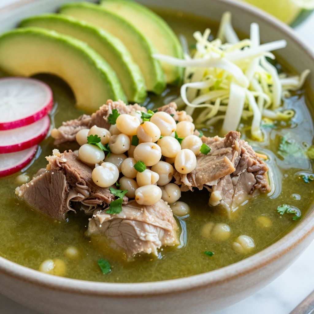 Pozole verde step-by-step cooking process