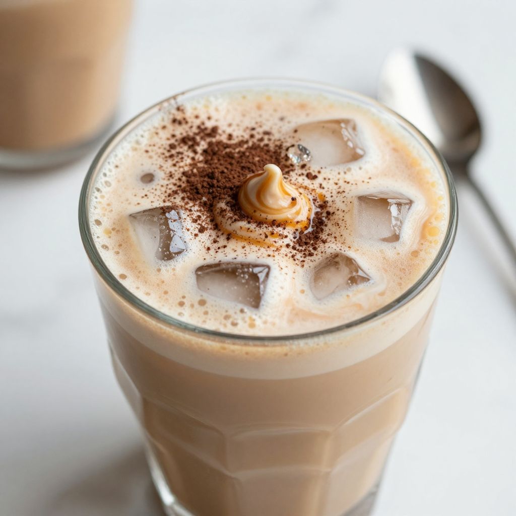 Blended protein coffee in glass