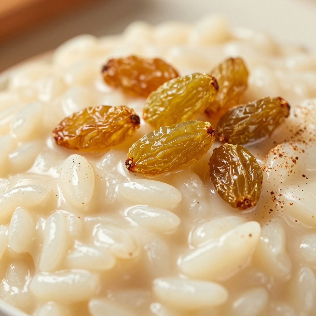 Rice pudding cooking in saucepan