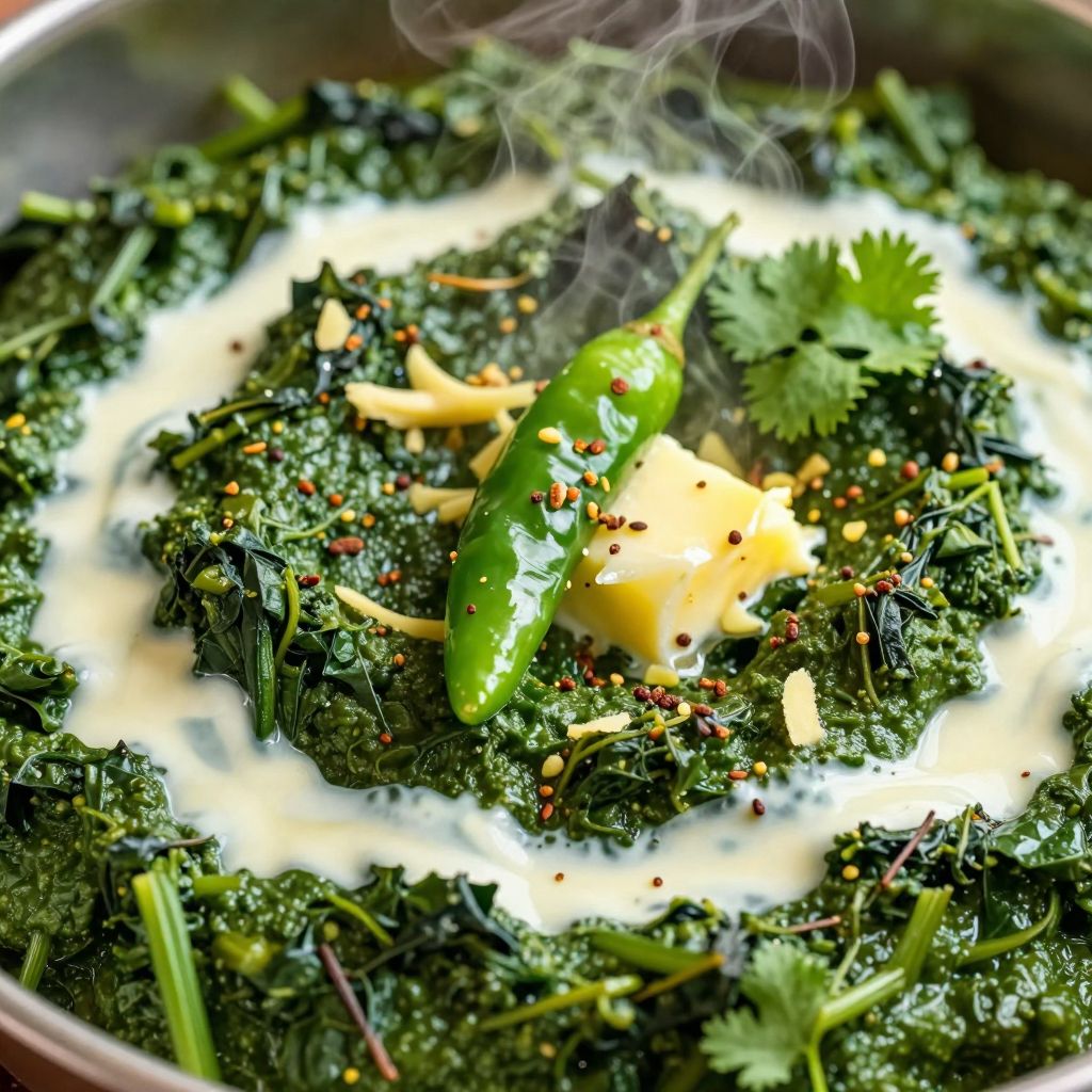 Blended saag in skillet