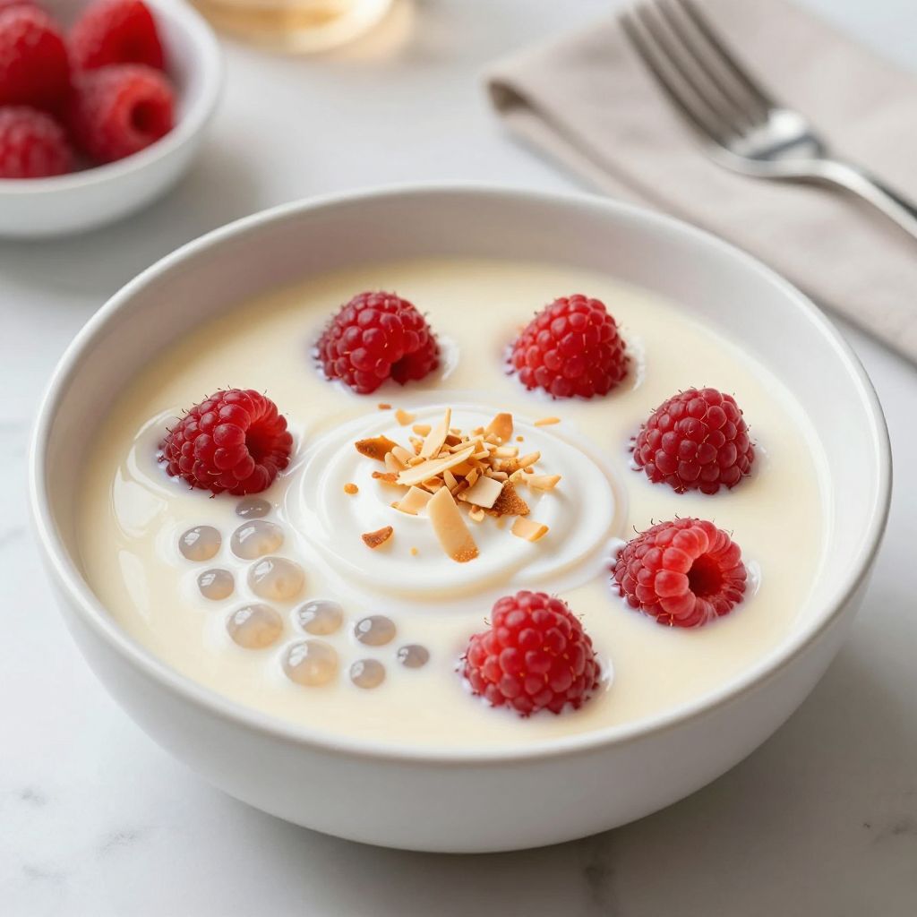 Creamy sago pudding served