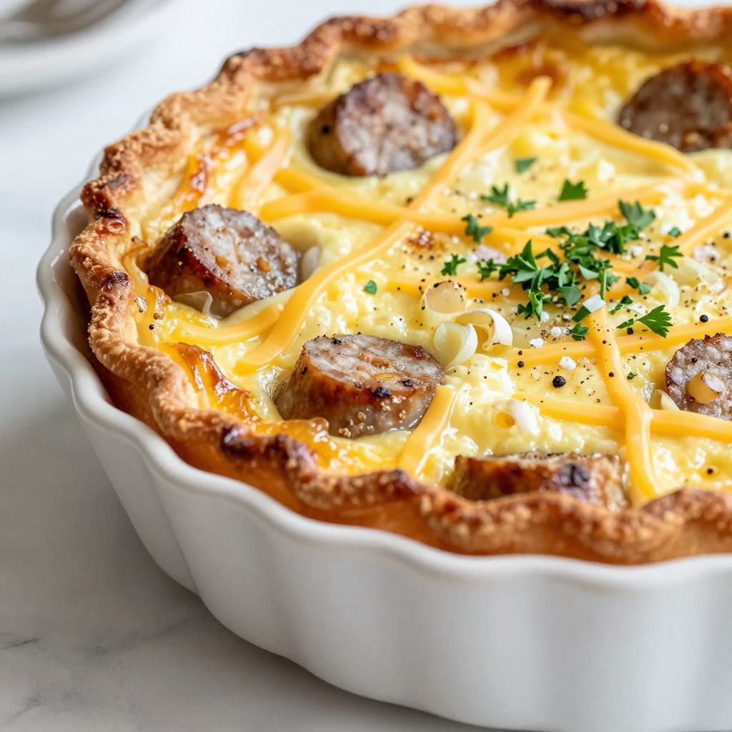 Sausage quiche step by step cooking image
