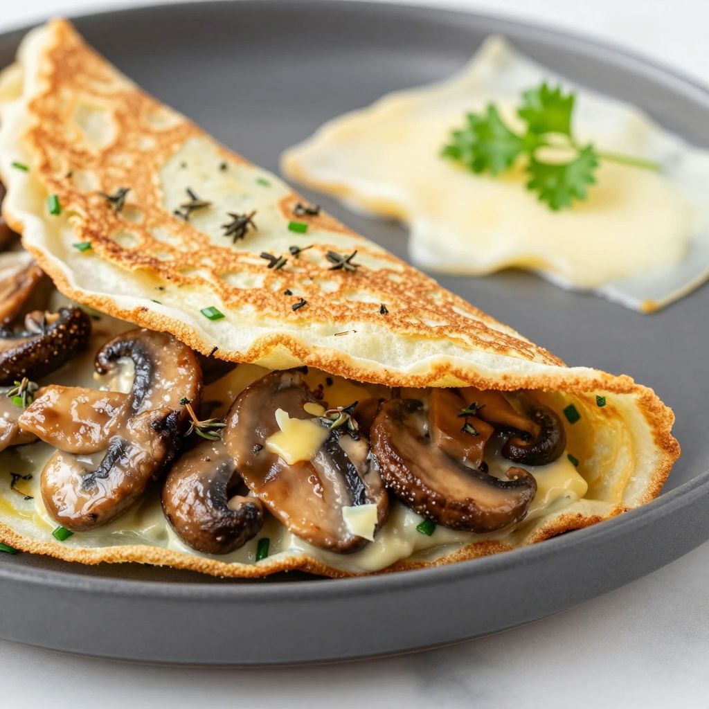 Savory crepe cooking step
