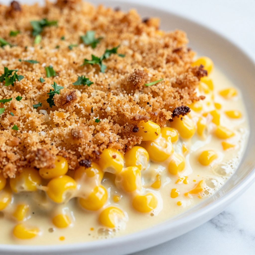 Scalloped corn step by step image