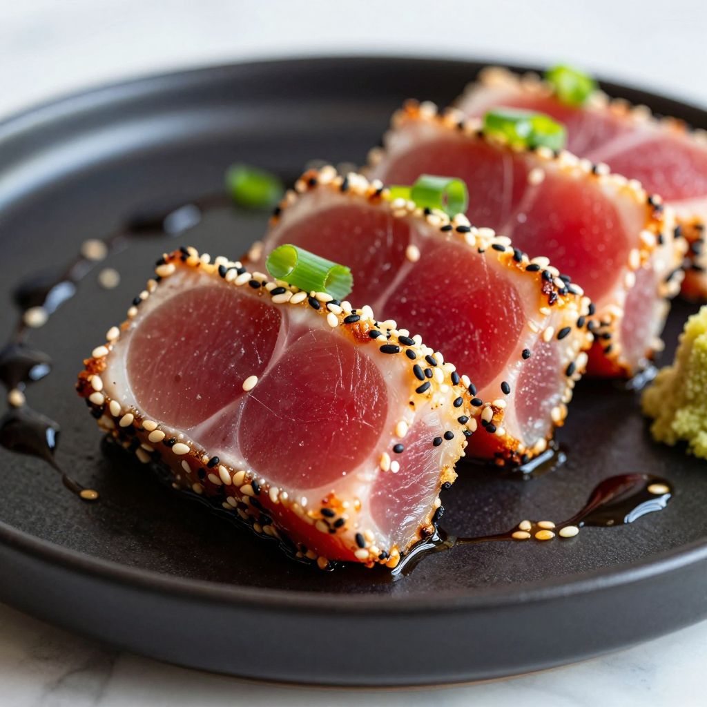 Perfectly seared ahi tuna slices