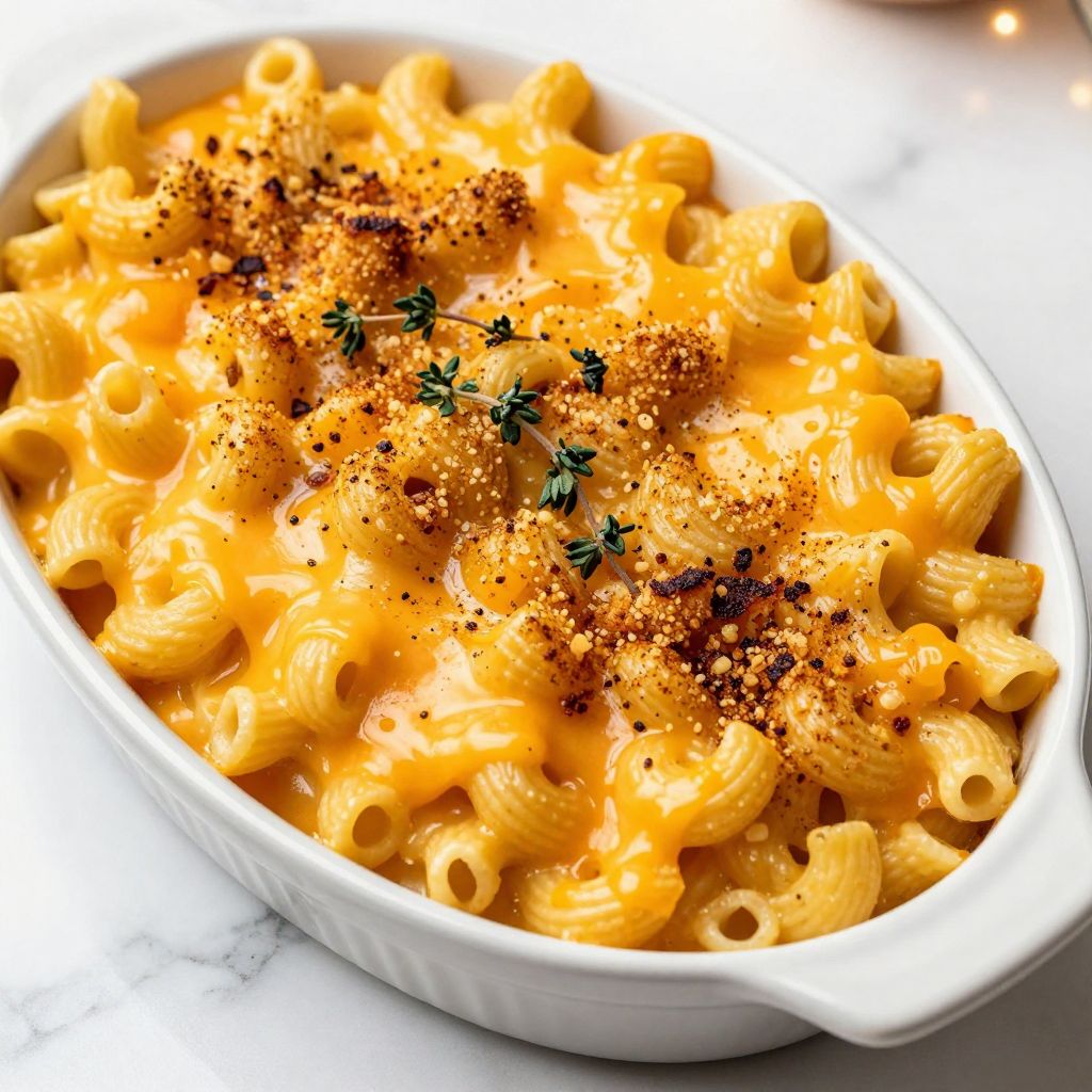 Smoked Mac and Cheese ready to serve