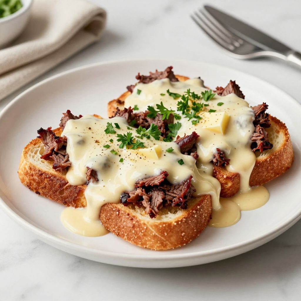 Creamed chipped beef on toast